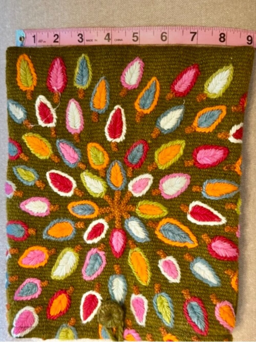 Jenny Krauss Embroidered Wool Pouch Clutch Tablet Pouch – Boho – Artisan – EUC - Picture 6 of 6